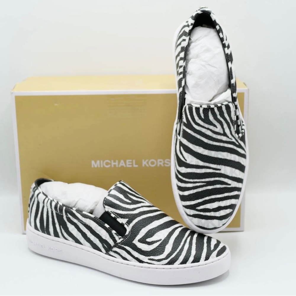 Michael Kors Keaton Slip On, Zebra, BLK/WHT, Women’s 7. New without Box
